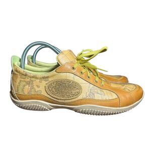 Alviero Martini 1a Classe Sneakers SZ 38 US 7.5 Map Print Leather Travel Style
